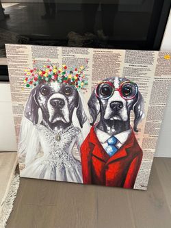 Charming Dog Couple Canvas Art