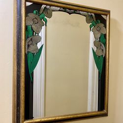 Antique Art Deco Mirror, Large Framed Wall Mirror