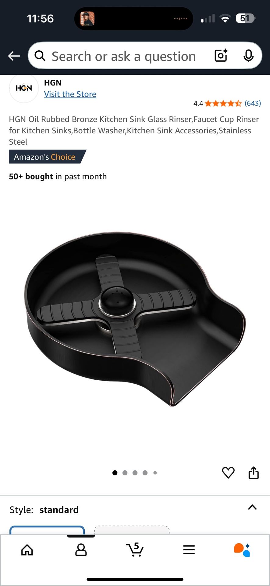 HGN Oil Rubbed Bronze Kitchen Sink Glass Rinser,