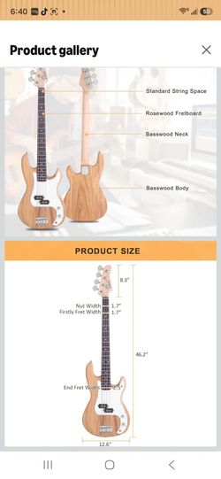 Glarry Electric Bass Guitar Full Size 4 String Rosewood Basswood Fire Style Exquisite Burning Bass(Burly Wood