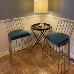 Teal And Gold Bar Stools 