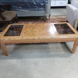 Vintage Coffee Table With Beveled Glass