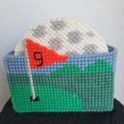 Vintage Set of 4 Handmade Yarn Crochet Style Golf Themed Coasters 4"