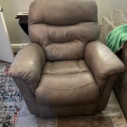 Beige Leather Recliner