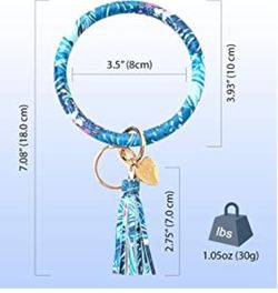 Ring Bracelets Wristlet Keychain Bangle Keyring - Large Circle Leather Tassel Bracelet