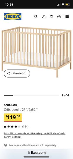 Ikea sniglar cheap crib dimensions