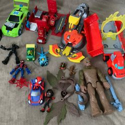 Random Toys, Spider Man, Blaze, Groot 