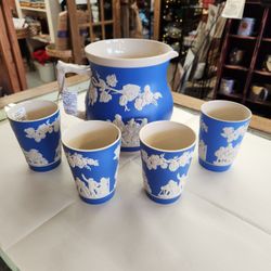 Stunning Antique Copeland Spode Porcelain Pitcher with 4 Glasses ~ Perfect Condition