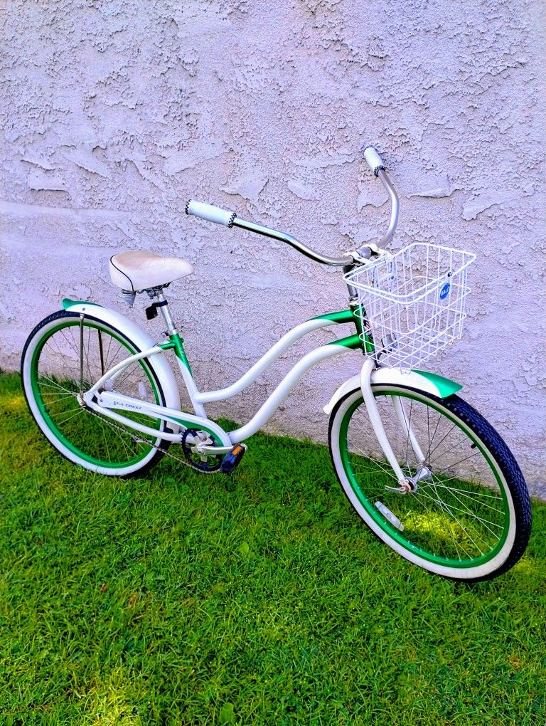 Classic Phat Cycle Sea Crest 26" Beach Cruiser Bike Bicicleta Basket 