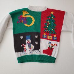 Christmas Sweater Ugly Cute Womems Medium vintage Cotton Allison Craig