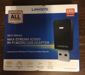 Linksys next gen ac max stream ac600 wi-fi micro USB adapter