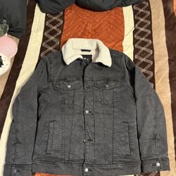 Black Denim Sherpa Jacket 