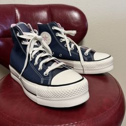 Womens Converse Chuck Taylor All Star Hi Lift Color-Pop Sneaker Navy Sunrise 7,5