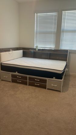 Full Bed frame with lot of desks