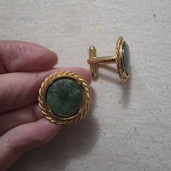 Vintage Jade Stone Mens Cufflinks