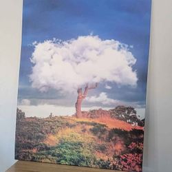 Vibrant Large Wall Art Tree In Cloud Landscape Nature Canvas Framed Print