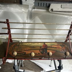 Antique Window Art And Golf Club Coat Rack