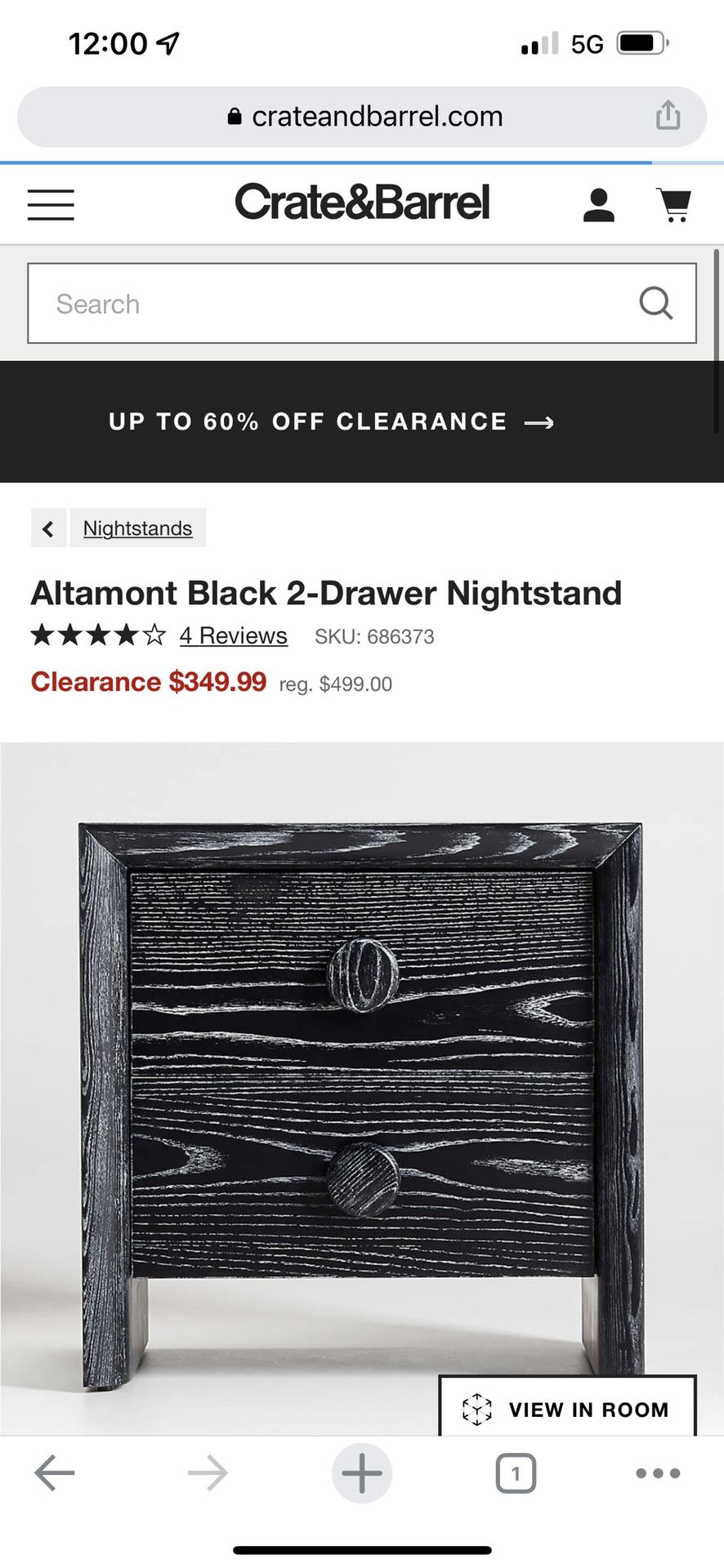 Crate And Barrel Like New Nightstands