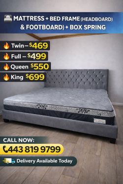 🚚 Mattress + Box Spring + Frame Available Today -  Delivery 🚚 Today