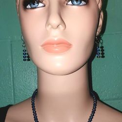 BABY BLUE FUSED GLASS PENDANT EARRING SET 