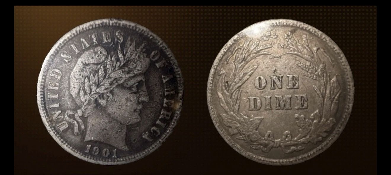 1901 USA Barber Dime 