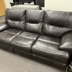 Real Leather Power Recliner Sofa