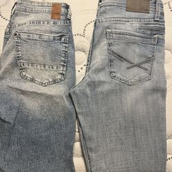 JAKE STRAIGHT AND SEEKER TAPER 34x32 Buckle Jeans 