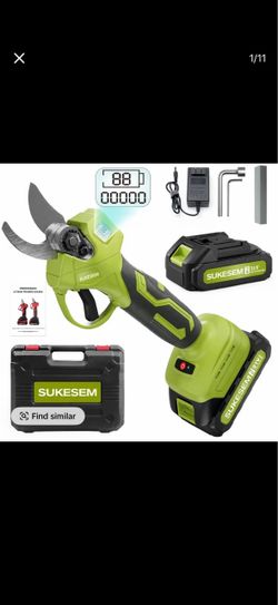 SUKESEM Cordless Electric Pruning Shears, 21V Battery-Powered Heavy-Duty 1.35in Branch Cutter with LCD Display, Garden Pruning Tool for Tree Trimming