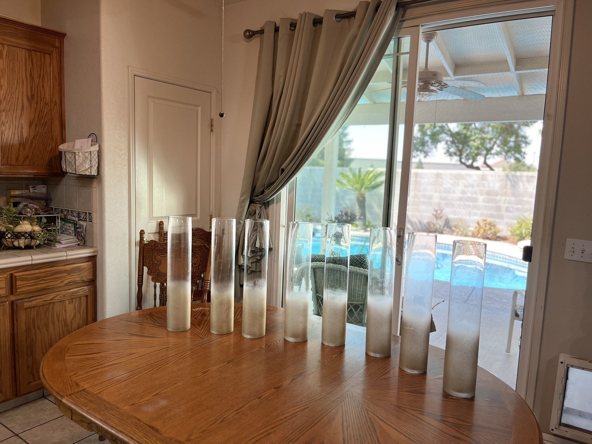 $100/ (9) New Gold Glitter Ombré Cylinder Vases