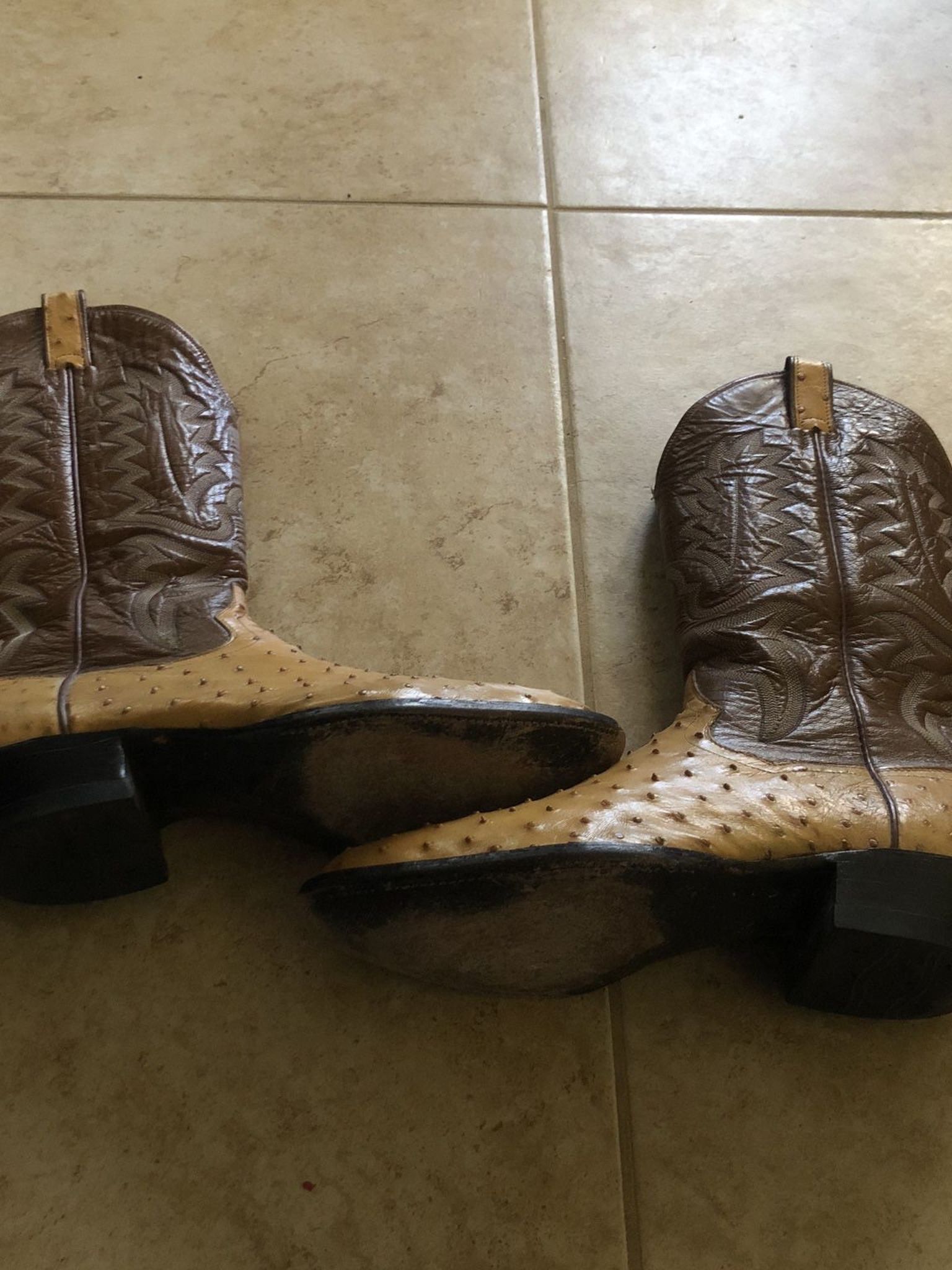 Panhandle Slim Full Quill Ostrich Boots Size 9-10