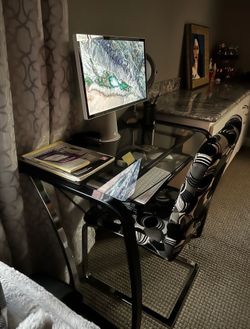Nice Chrome and black computer desk with chair