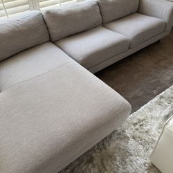 Living Spaces Light Gray Silver Sectional Couch Sofa 