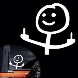 New White Reflective Funny Middle Finger Stick Figure Car Decal Sticker