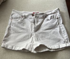 GUESS White Distressed Denim Shorts