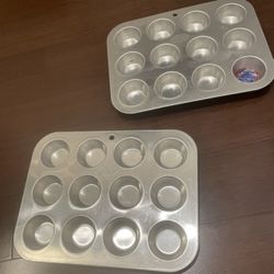 Set of 2 Foley Aluminum Muffin Tea Biscuit Pans vintage