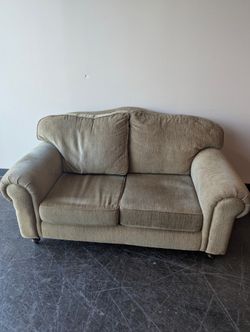 Drexel Tan Fabric Two-Seater Sofa