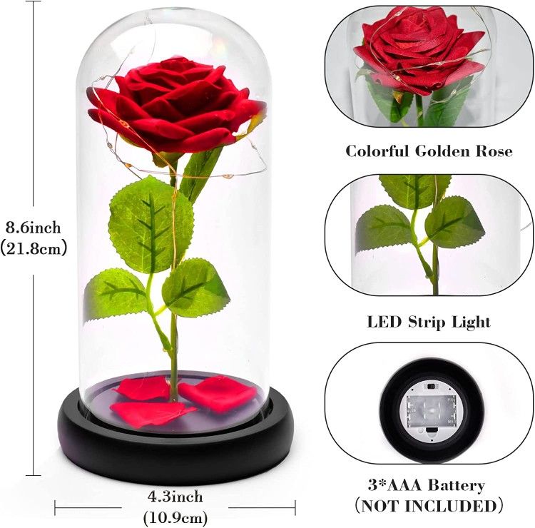 New Valentines Day Gifts for Her,Valentines Rose Gifts for Girlfriend Wife,Colorful Rainbow Light Up Rose Flower with LED,Valentines Gifts for Women M
