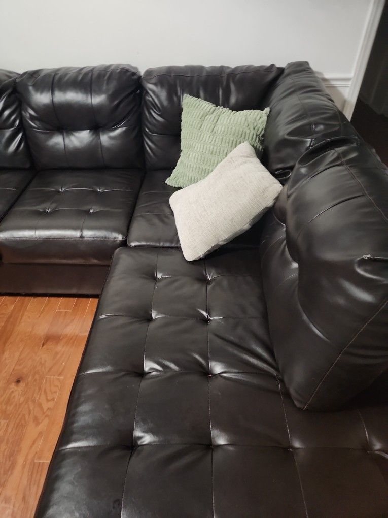 Black Faux Leather Sectional