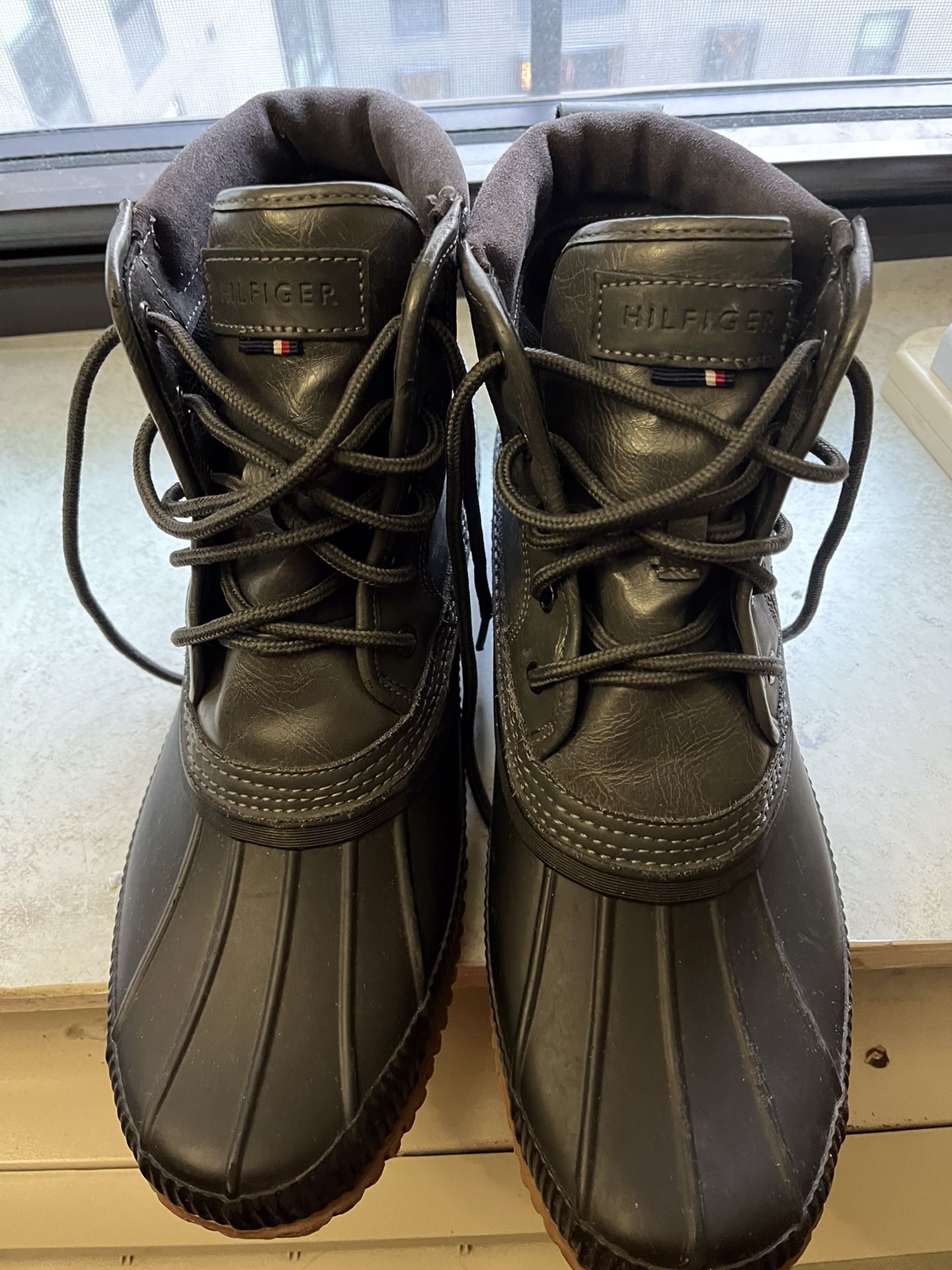 TOMMY HILFIGER Men's Colins 2 Waterproof Duck Boots, Size 12, Dark Gray