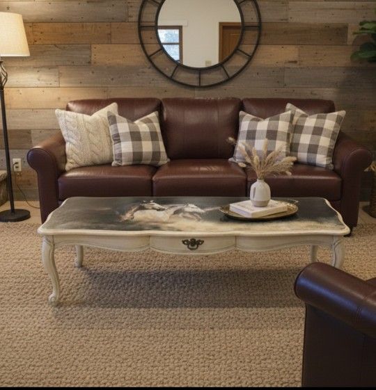 Wild HORSES ALL WOOD HANDPAINTED DECOUPAGE COFFEE TABLE