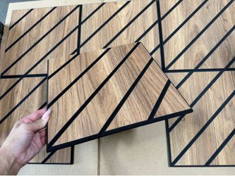 Acoustic Wall Panels, Teak, 6-Pack, 12x12 in Self-Adhesive