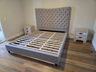 Super Deal Brand New King Bed With 2 Night Stands Kight Grey $449