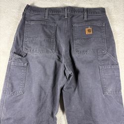Carhartt 811 PTB Men's 34x32 Blue Original Dungaree  Work Pants Duck Canvas#2759