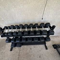 5-50lbs Dumbbells w/Rack 