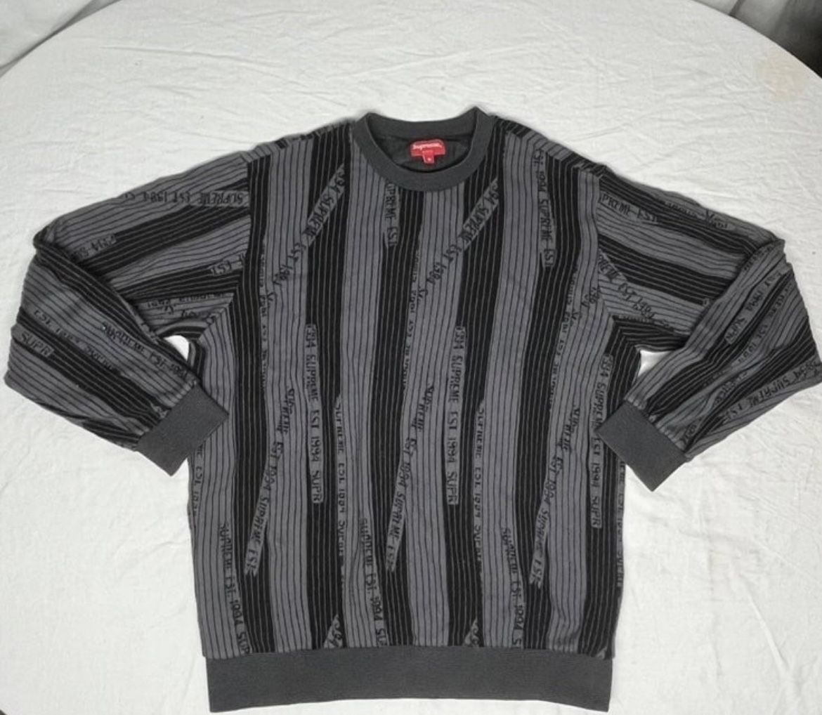 Supreme Pull Over Diagonal Stripe Sweater Established 1994 Size Medium