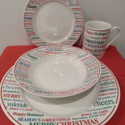 Gibson Merry Christmas Happy Holidays Dinnerware Set