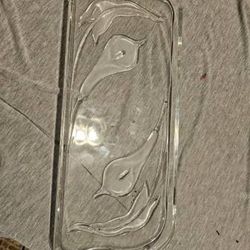 Calla Lily Etched Glass Serving Tray – 16.5"x6" - $10