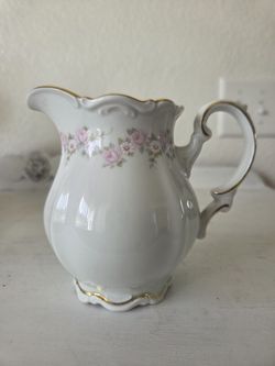 Vintage Mitterteich Bavaria Lady Beatrice Pink White Flower Creamer 4 1/2"
