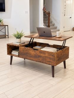 Brand New-Modern Lift-Top Coffee Table with Hidden Storage – Brown
