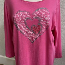 Karen Scott Woman Valentine Heart Top - 1X